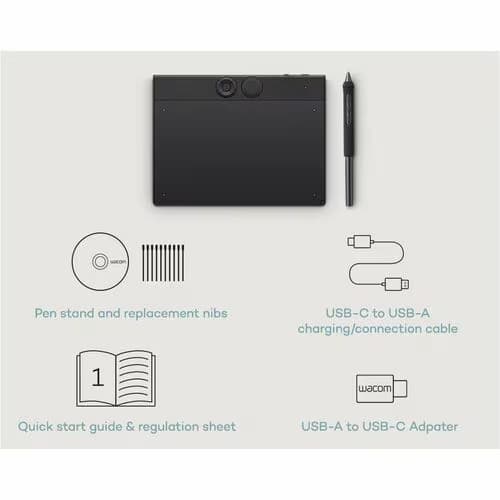 Tableta gráfica Wacom Intuos Pro - 5080 lpi - Con cable/Inalámbrico - Negro - Bluetooth - 8192 Nivel de presión - Lápiz - PC, Mac - 4