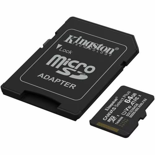 microSDXC Kingston Canvas Select Plus - 64GB - Class 10/UHS-I (U1) - V10 - 100MB/s - 3