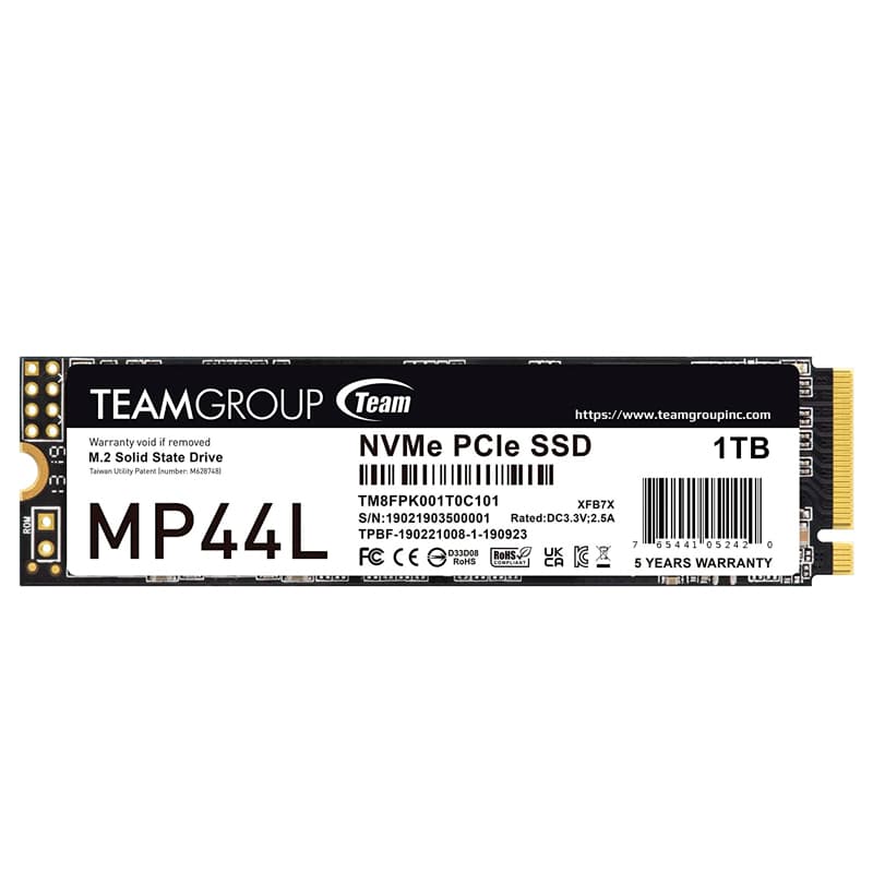 Unidad de estado solido TEAMGROUP MP44L 1TB, M.2, PCI-E 4.0 x4 con NVMe 1. - 1