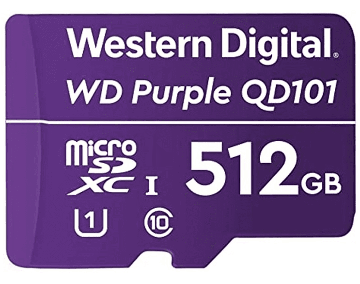 Memoria Flash WD Purple 512GB SC QD101 microSD, ideal para Camaras de videovigilancia. - 1