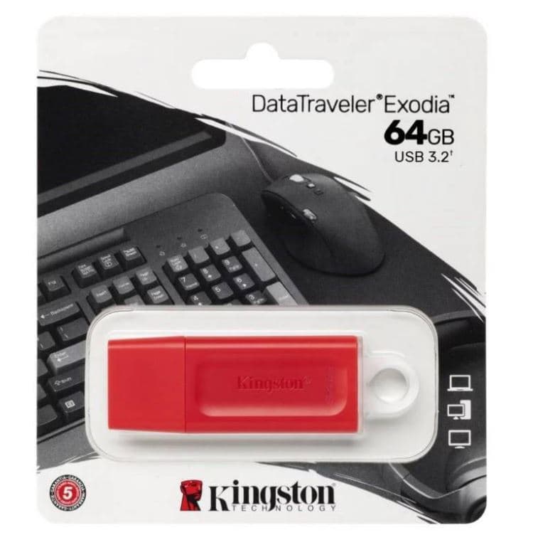 Memoria USB Kingston DataTraveler Exodia 64GB, 3.2  Color Rojo - 1
