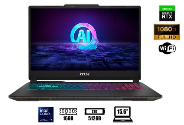 Laptop Gamer MSI Cyborg 15 AI A1VFK 15,6" FHD  Intel Core Ultra 7-155H DDR5 8GB*2 512 GB SSD NVIDIA GeForce RTX 4060 8 GB GDDR6 - 1