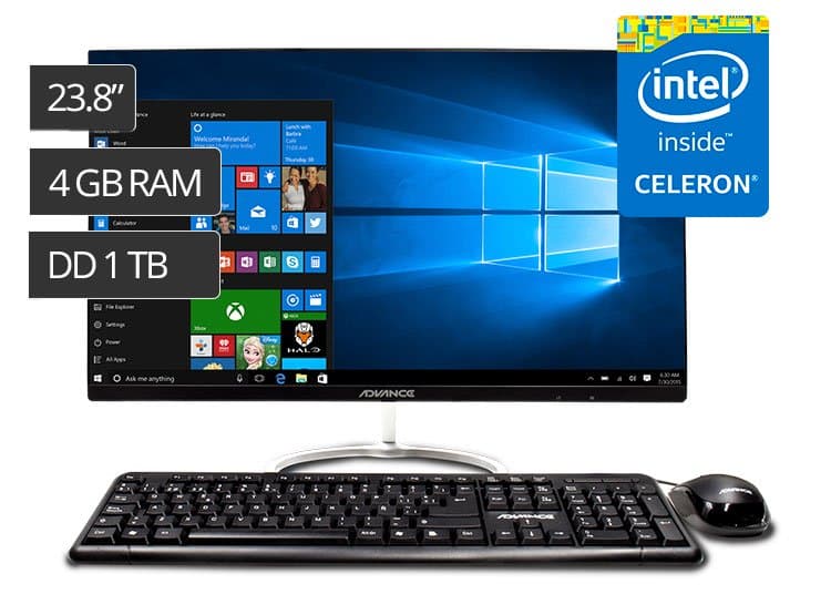 Computadora All-in-One Advance pantalla 23.8" procesador Intel celeron, 4GB RAM, SSD 480GB - 2