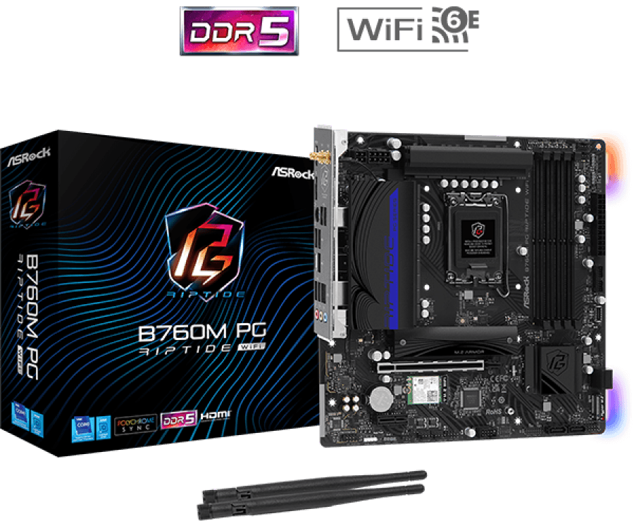 Placa ASROCK B760M PG Riptide WiFi, Chipset Intel B760, LGA1700, mATX - 1