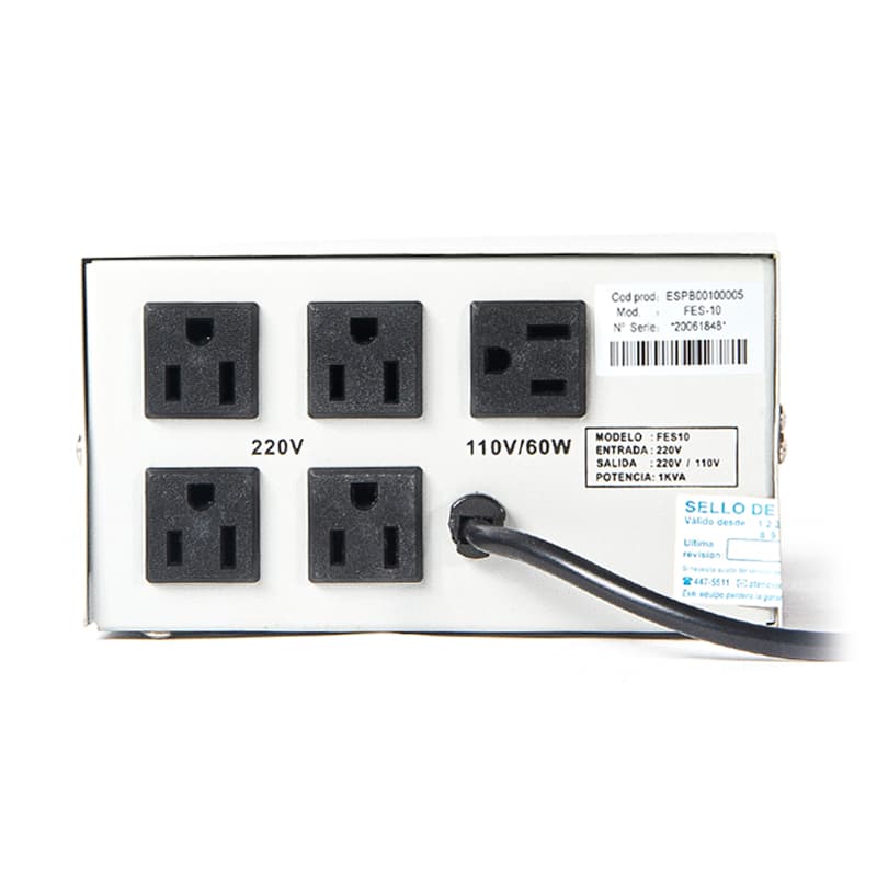 Estabilizador Elise - Fase FES-10, Sólido, 1.0kVA, 220V, 4 tomas a 220V, 1 toma a 110V. - 2