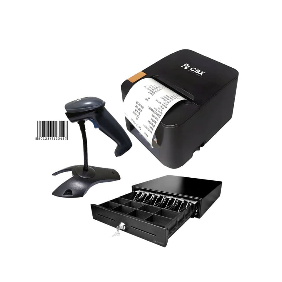Kit de facturador de ventas, impresora, lector de codigo de barras y gaveta de dinero. - 1