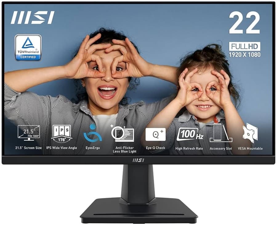 Monitor Plano MSI PRO MP225 SERIES, 21.5" IPS (1920x1080),100 Hz, HDMI, Color Negro - 1