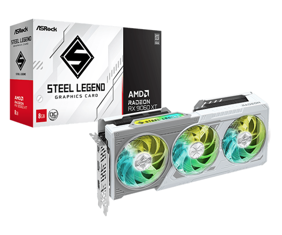 Tarjeta de video ASRock AMD Radeon RX 9060 XT Steel Legend 8GB OC, 8 GB GDDR6, PCI-E 5.0 - 2
