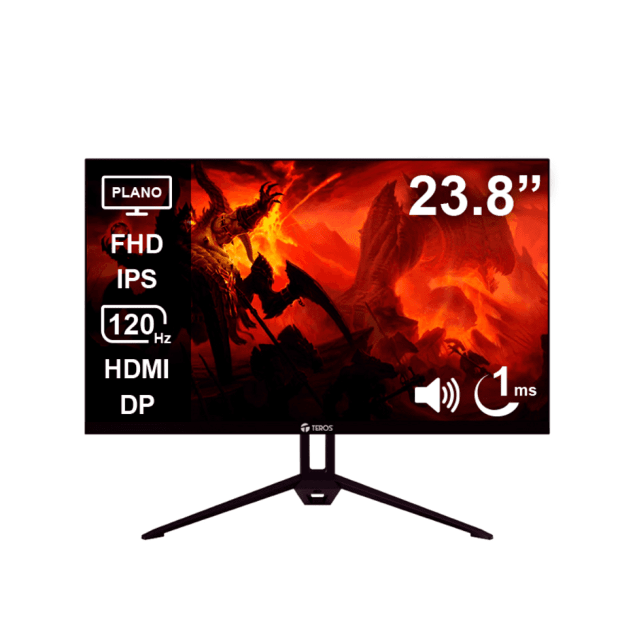 Monitor plano TEROS TE-2415S 23.8" FHD IPS 120Hz 1ms HDMI DP PARLANTES negro - 1
