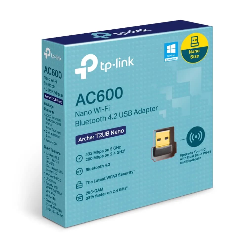 Archer t2ub nano tp-link adaptador usb wi-fi 5 + bluetooth 4.2 doble banda ac600 - 2