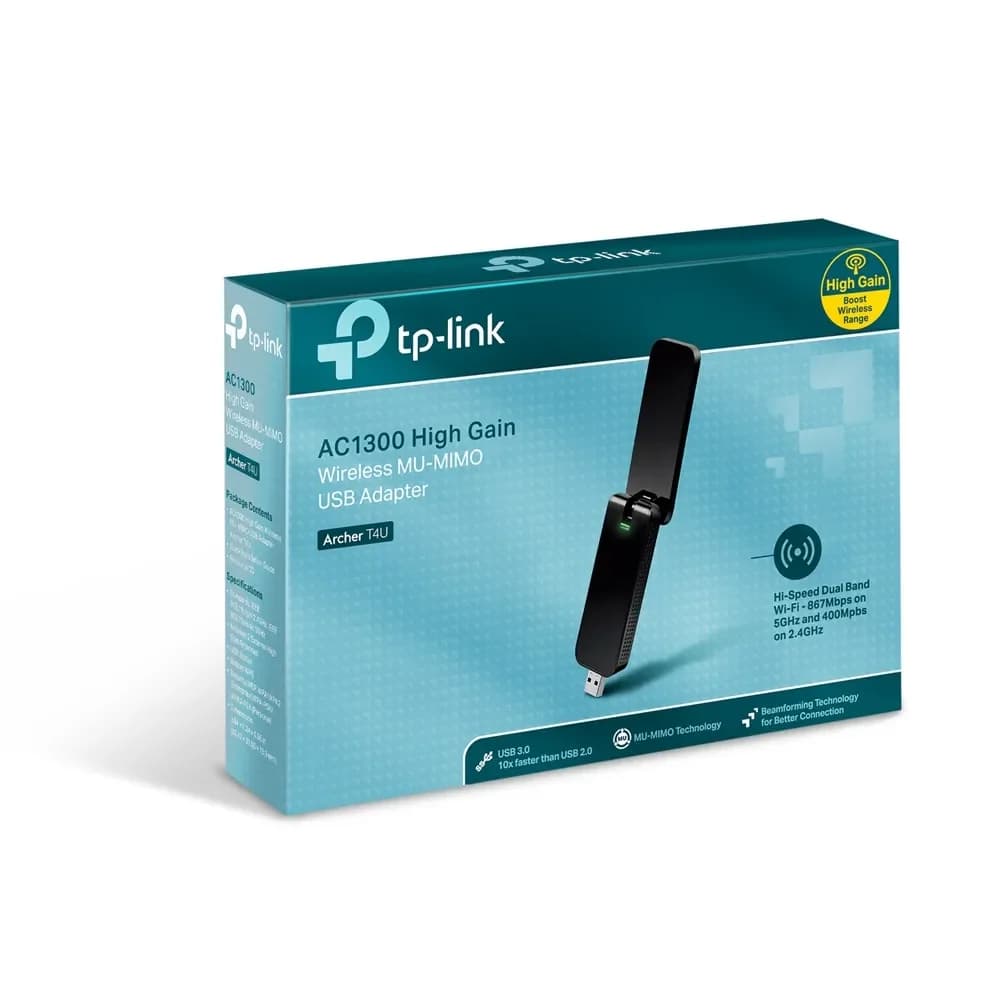 Adaptador USB Inalámbrico TP-Link Archer T4U, N, 1200Mbps, 2.4/5.0 GHz, 802.11 ac, USB 3.0 - 3