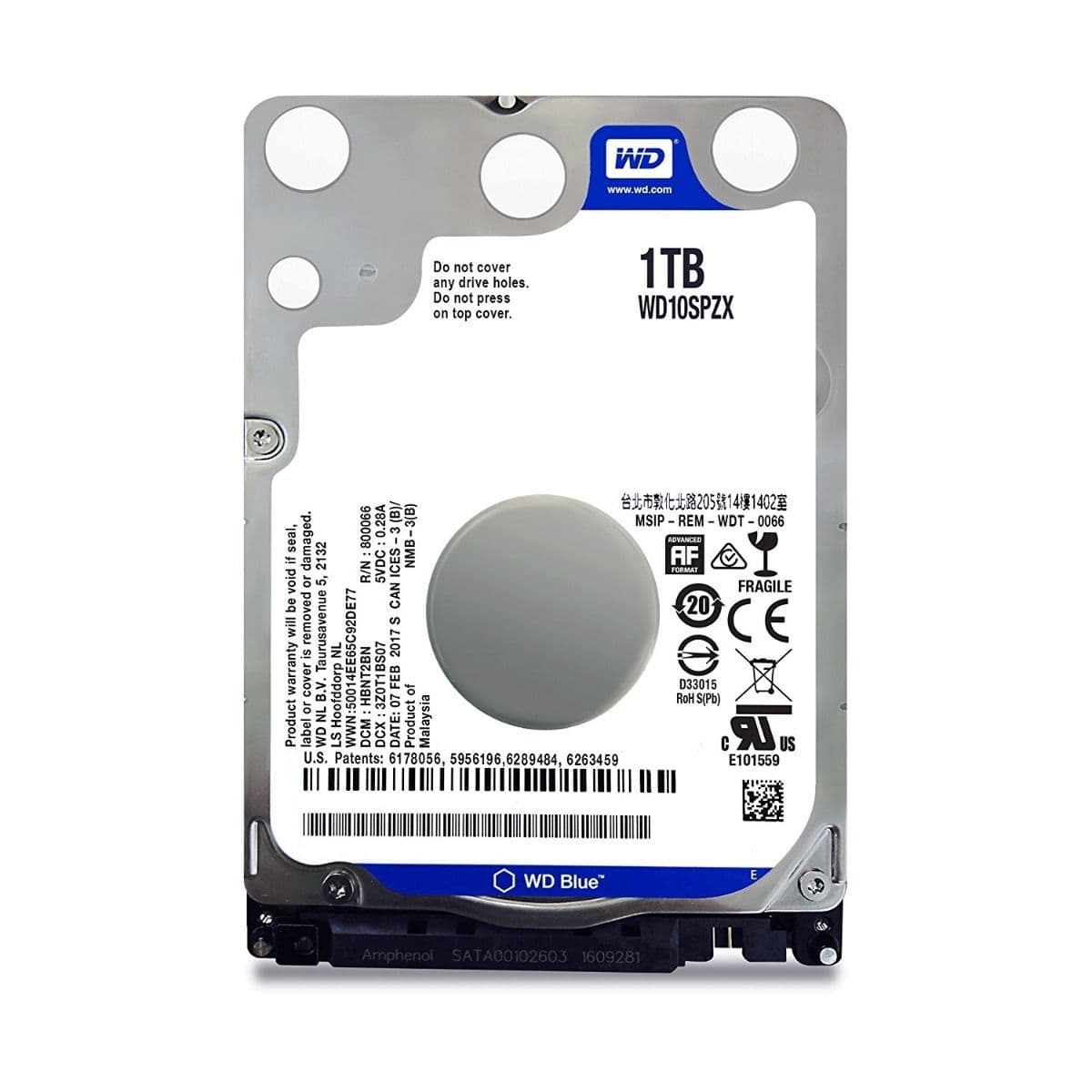 Disco duro Western Digital Blue WD10SPZX, 1TB, SATA 6.0 Gb/s, 5400 RPM, 2.5" - 1