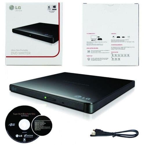 Lector grabador de CD/DVD externo LG, conexión USB, facil de transportar - 1
