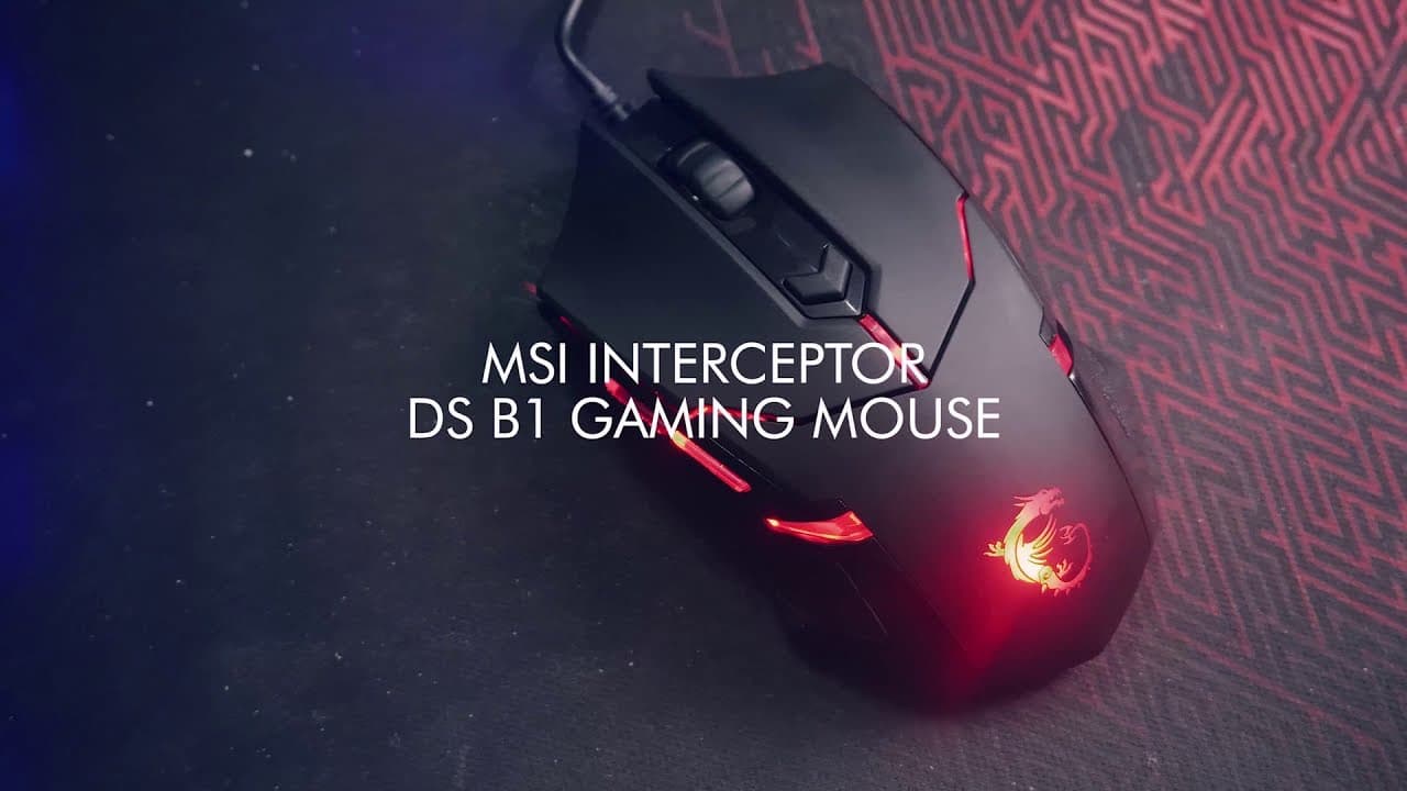 Mouse óptico MSI Interceptor DS B1 Gaming, 1600 dpi, negro, 6 botones, USB. - 1