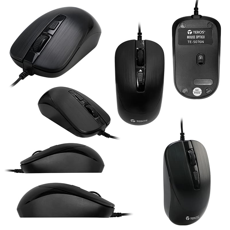 Mouse óptico Teros TE-5076N, 1600dpi, USB, 4 botones - 2