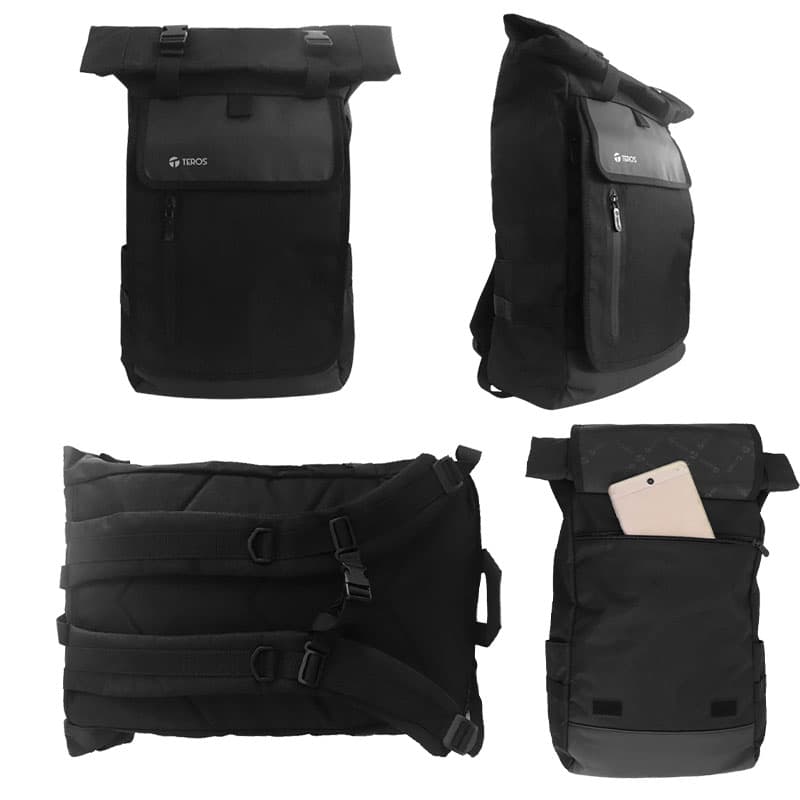 Mochila Teros TE-ACS9018, Poliéster, notebook hasta 15.6", negro. - 2