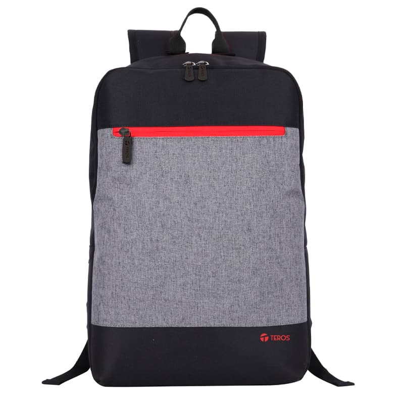 Mochila Teros TE-IDS18586, Poliéster, notebook hasta 15.6", negro+gris+rojo - 1