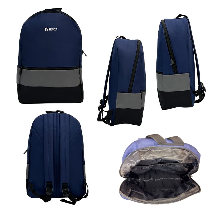 Mochila Teros TE-IDS2054, Poliéster, notebook hasta 15.6", color azul + gris + negro - 2