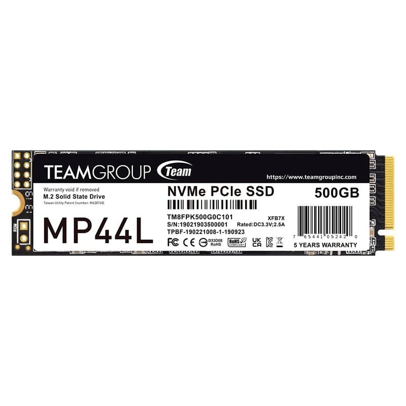 Unidad de estado solido TEAMGROUP MP44L 500GB, M.2, PCI-E 4.0 x4 con NVMe 1.4 - 1