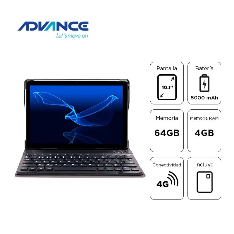 Tablet Advance SmartPad SP5706 + Teclado, 10.1" WXGA IPS, 4GB RAM, 64GB, Android 13 - 2