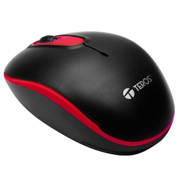 Mouse Optico inalámbrico Teros TE5030, 1000 dpi, 2 botones, Scroll, Rojo, Receptor USB. - 1