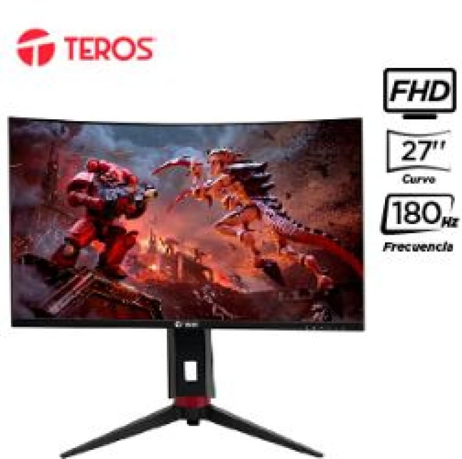 Monitor Gamer Teros TE-2766G, 27” Curvo VA, Full HD, 180Hz, 1ms, HDMI y DisplayPort - 1