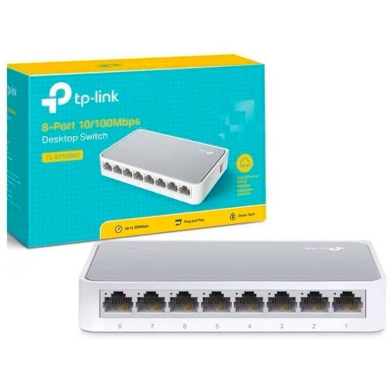 Switch TP-Link TL-SF1008D, 8 puertos RJ-45 10/100 Mbps, Autovoltaje - 2
