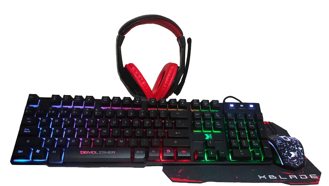 TECLADO XBLADE GAMING + MOUSE + AUDIFONO + PAD DEMOLISHER KIT 4 EN 1 (GXB-KMHP370) - 2