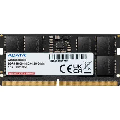 Módulo RAM Adata AD5S56008G-S para Computadora de escritorio, Placa Base - 8GB (1 x 8GB) - DDR5-5600/PC5-44800 DDR5 SDRAM - 5600MHz - CL46 - 1.10V - ECC - 1