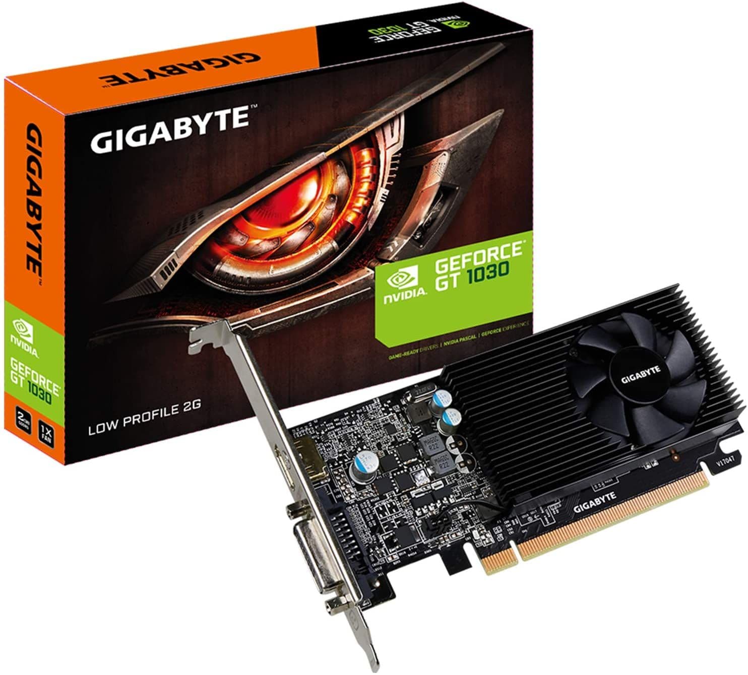 Tarjeta de video Gigabyte Nvidia GeForce GT1030, 2GB DDR5 64bit, HDMI, DVI-D, low profile - 1