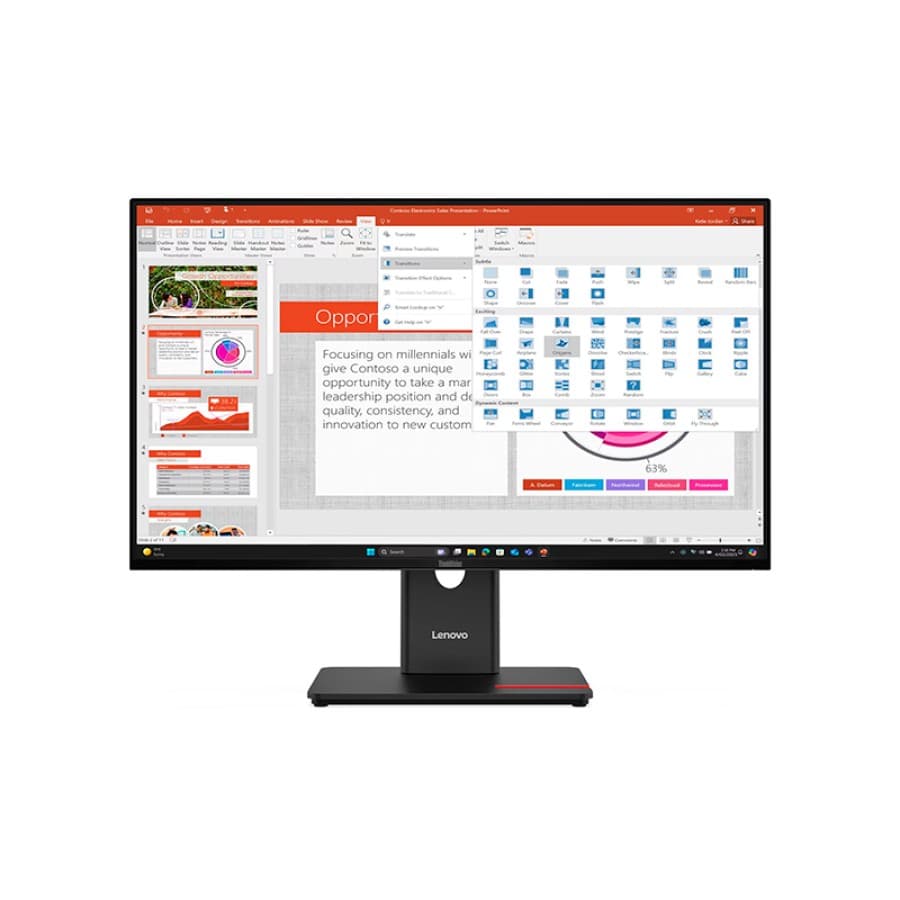 Monitor Plano Lenovo ThinkVision T27-40, 27" WLED FHD IPS/HDMI/DP/VGA/USB-C/USB-B/USB-A x3 - 1