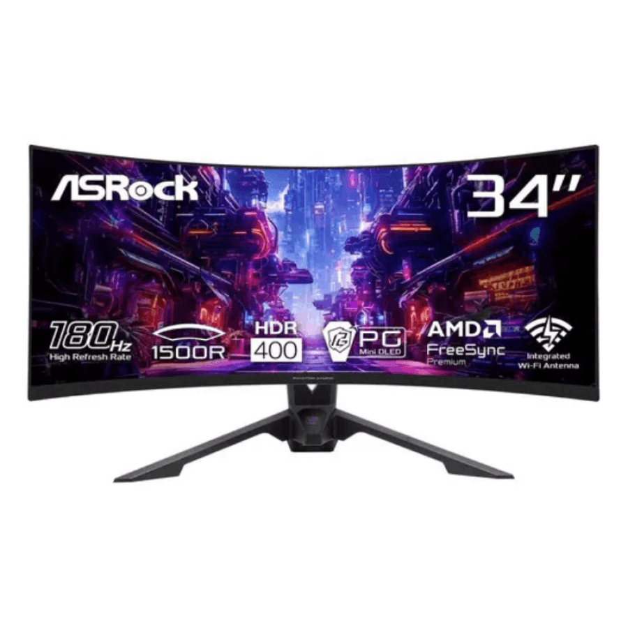 MONITOR PG34QRT3A 34 WQHD CURVED 180HZ + PAD MOUSE ASROCK - 1