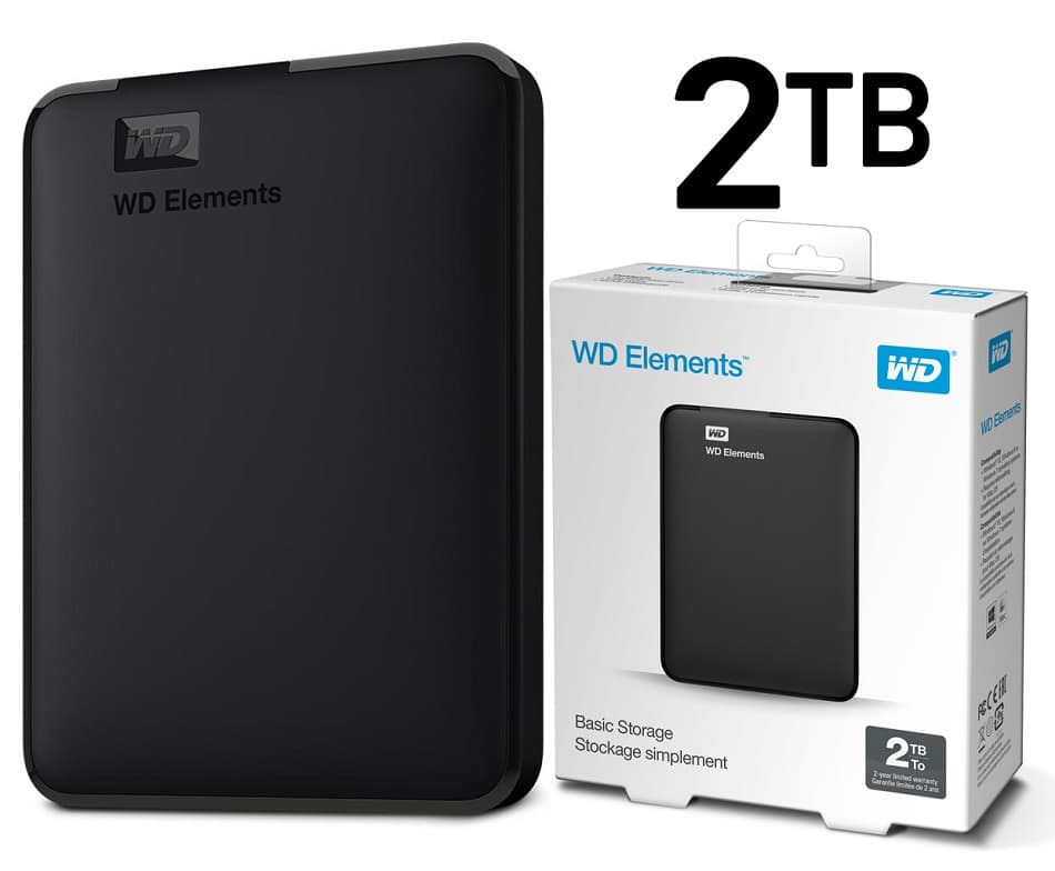 Disco duro externo Western Digital Elements Portable, 2 TB, USB 3.0, negro. - 1