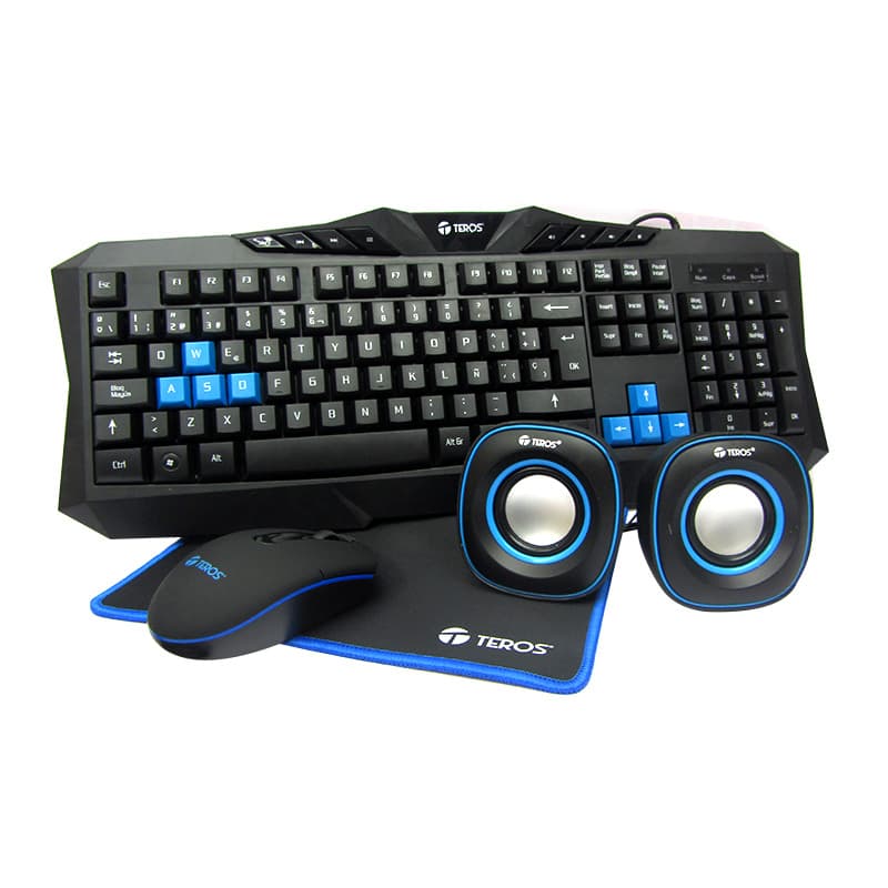 Combo Multimedia 4 en 1 Teros TE-4030B, Teclado, Mouse, Parlante y MousePad, USB - 1