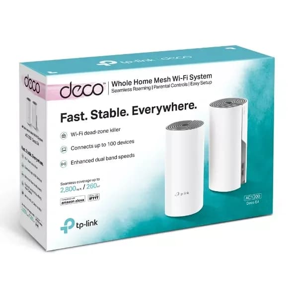 DECO E4(2-PACK) TP-Link Deco Wi-Fi 5 Mesh / AC1200 Dual Band / 5 GHz: 867 Mbps 2.4 GHz: 300 Mbps - 1