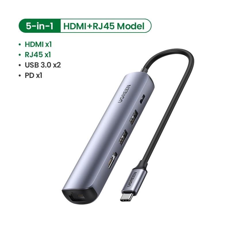 UGREEN 5in1 Ultra Slim2xUSB3.0 1xHDMI 1xRJ45 1000Mbps - 2