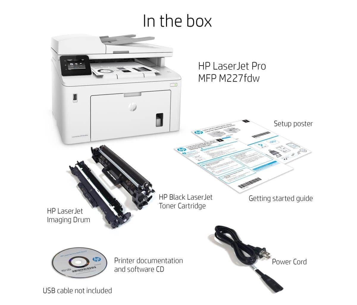 Impresora Láser Multifunción HP LaserJet Pro M227fdw Inalámbrico - Monocromo - Copiadora/Fax/Impresora/Escáner - 2