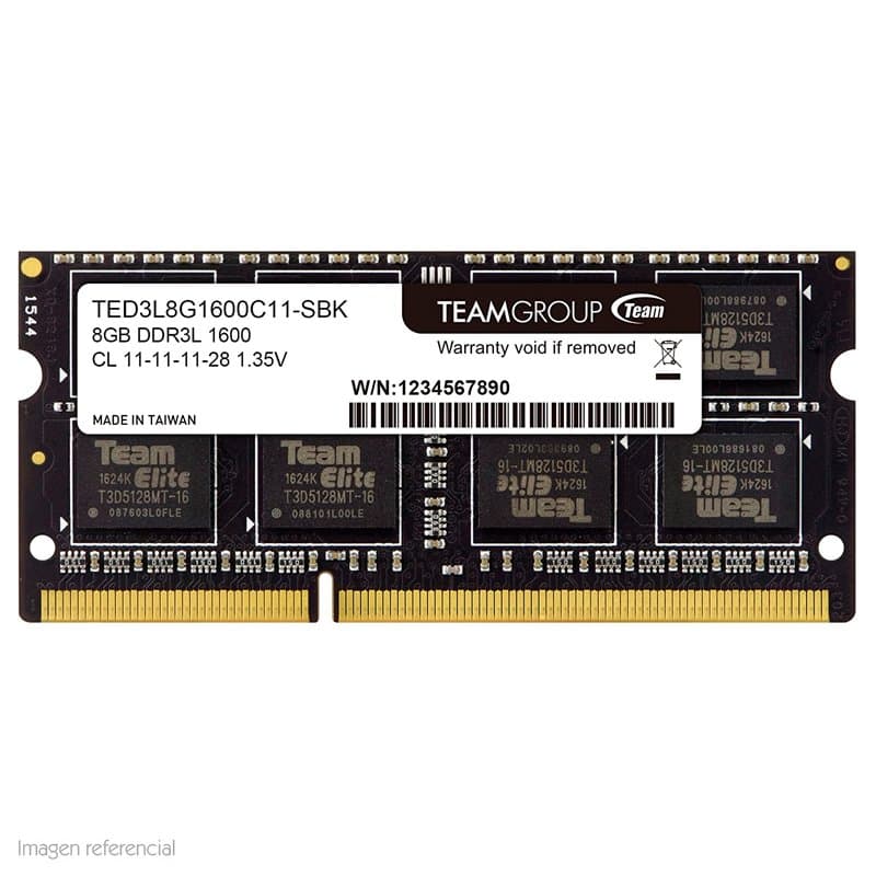Memoria TeamGroup, 8GB, DDR3L, SODIMM, 1600MHz, CL11-11-11-28, 1.35V - 1
