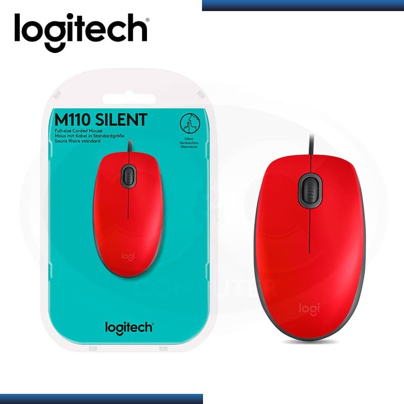 MOUSE LOGITECH M110 SILENT RED USB - 1