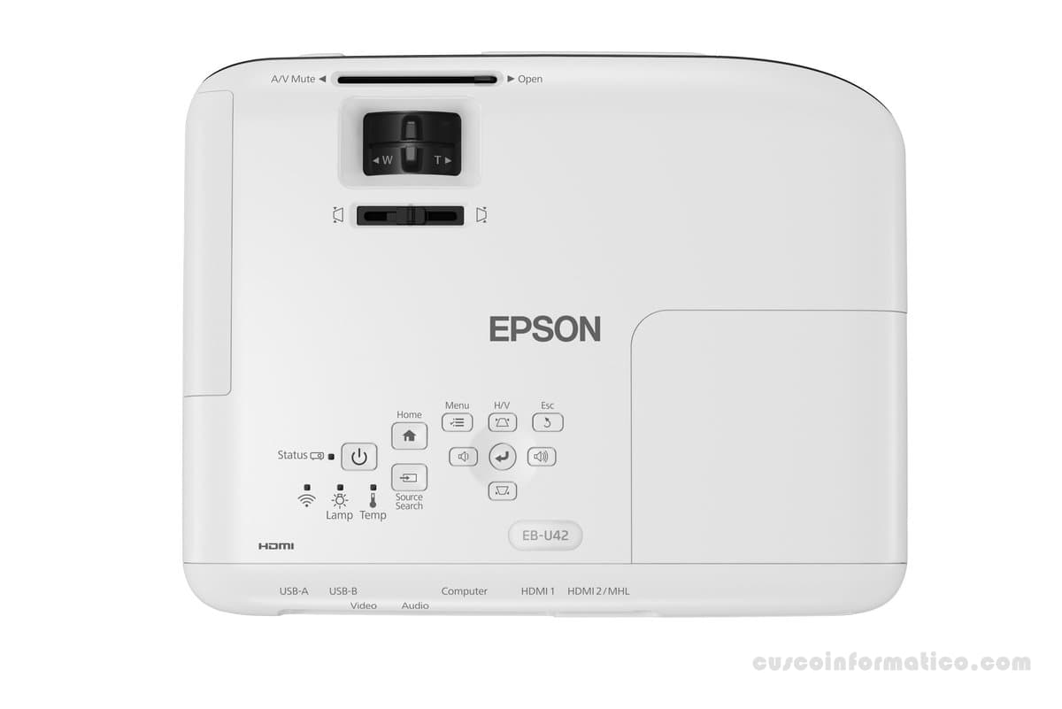Proyector Epson PowerLite U42+, 3600 Lumenes, 1920x1080, WUXGA, 30"- 300", Wi-Fi. - 1