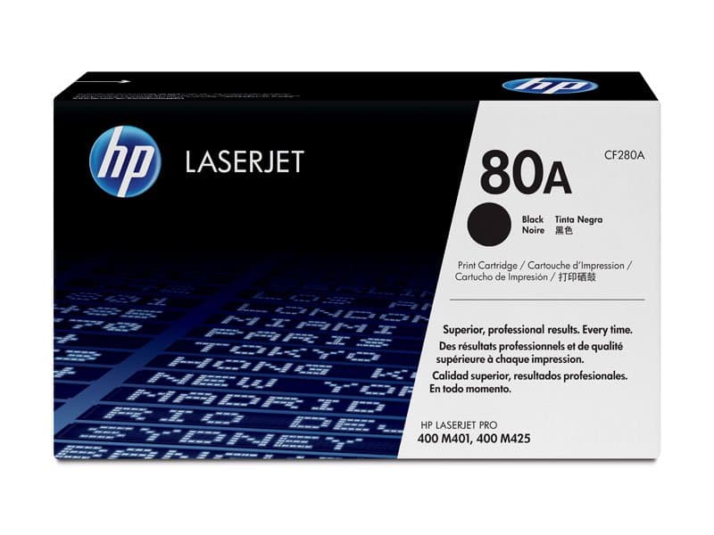 Cartucho de toner HP 80A, tecnologia laser, color negro para impresoras HP Laserjet Pro 400 M401 / MFP M425. - 1