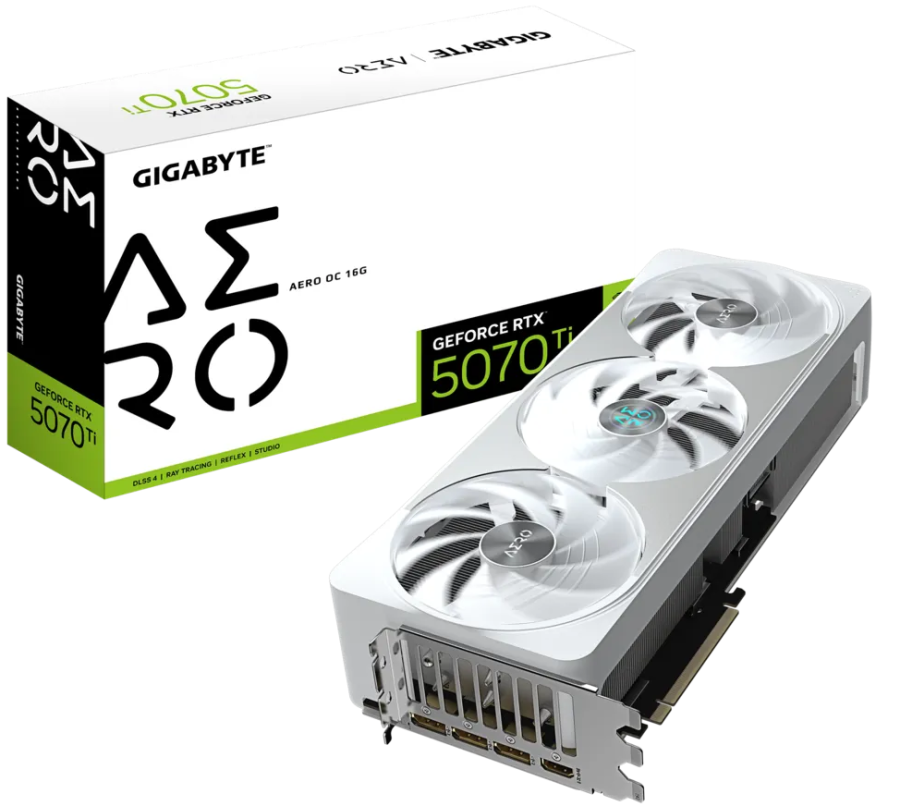 Tarjeta de video GIGABYTE GeForce RTX 5070 Ti AERO OC 16G, 16 GB GDDR7, PCIe Gen 5.0