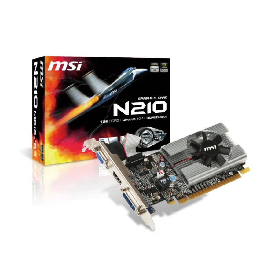 Tarjeta de video MSI NVIDIA GeForce 210, 1GB DDR3 64-bit, HDMI/DVI/VGA, PCI-E 2.0 X16.
