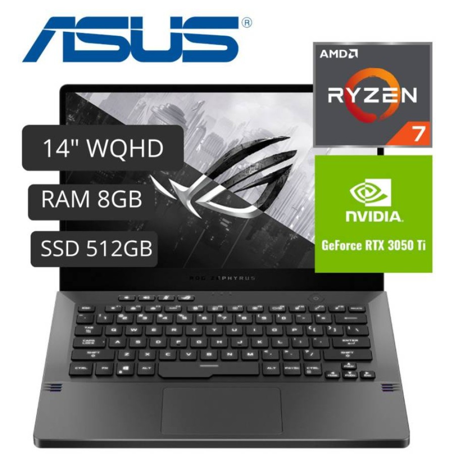 Notebook ASUS GA401QC-K2148W 14" WQHD IPS, AMD Ryzen 7 5800HS 2.8/4.4GHz, 8GB DDR4-3200MHz, RTX 4GB DDR4