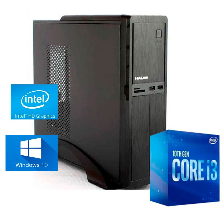 Computadora de escritorio Intel Core i3-10100, Memoria RAM 8GB, Disco 480GB SSD M.2, Monitor 24" HD, Teclado, mouse, Windows 10 /Windows 11
