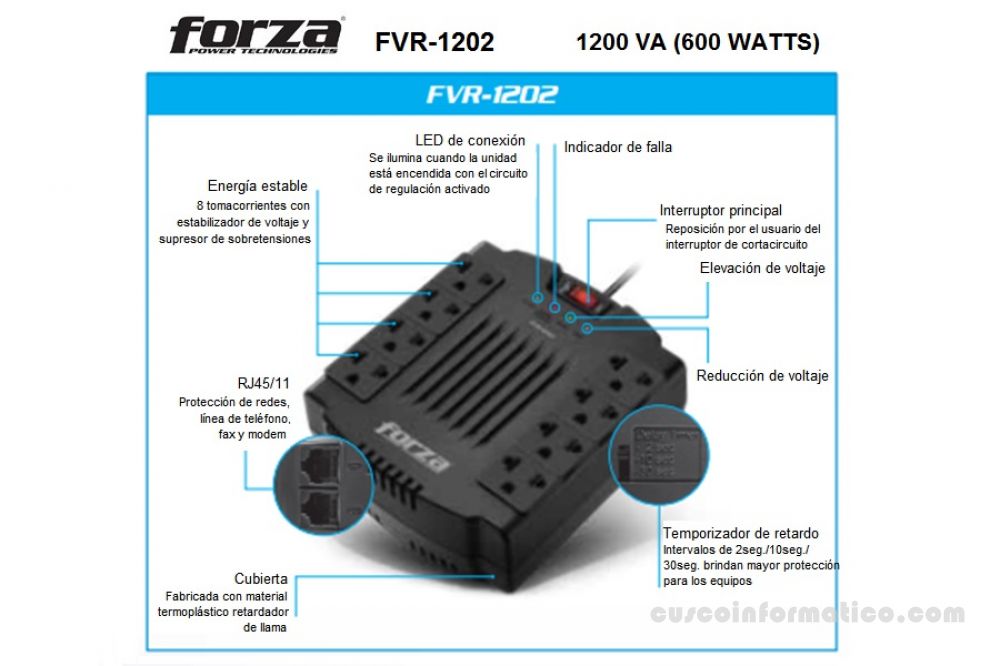 Estabilizador De Voltaje Forza FVR-1202