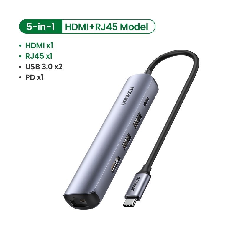 UGREEN 5in1 Ultra Slim2xUSB3.0 1xHDMI 1xRJ45 1000Mbps