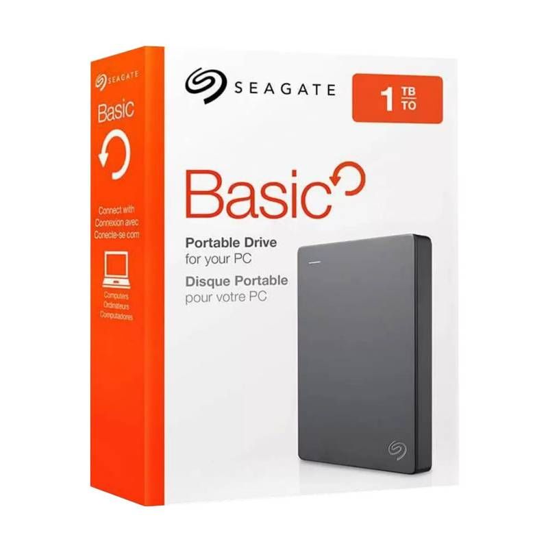 Disco duro externo Seagate Basic, 1TB, formato 2.5", conexión USB 3.0